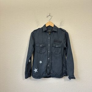 RAILS Kato Military Shirt Jacket Womens Sz XS Charcoal Button Up Shacket